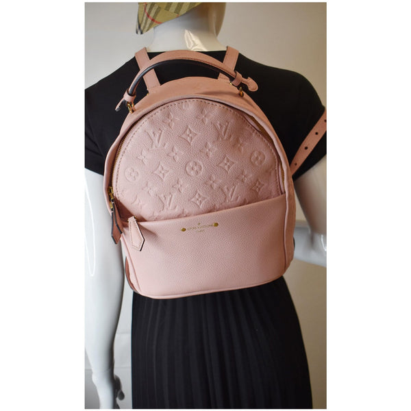 LOUIS VUITTON Sorbonne Monogram Empreinte Leather Backpack Rose Poudre