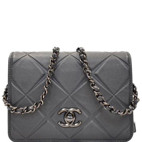 CHANEL Propeller Mini Flap Calfskin Leather Shoulder Bag Black