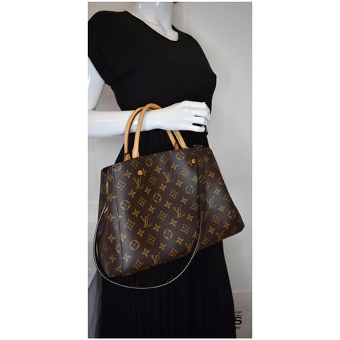 LOUIS VUITTON Montaigne MM Monogram Canvas Shoulder Bag Brown