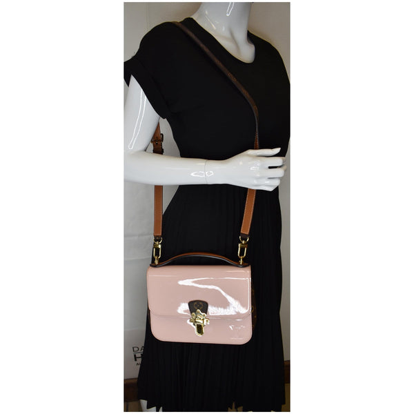 LOUIS VUITTON Cherrywood BB Patent Leather Shoulder Bag Rose Ballerine