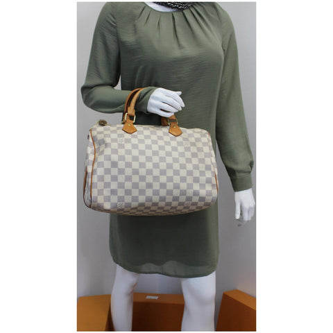 LV Speedy 30 Bandouliere Damier Azur Shoulder Bag