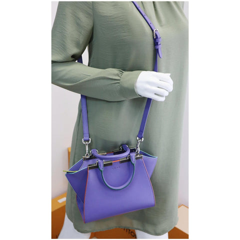 FENDI 3 Jours Mini Calfskin Leather Crossbody Bag Iris