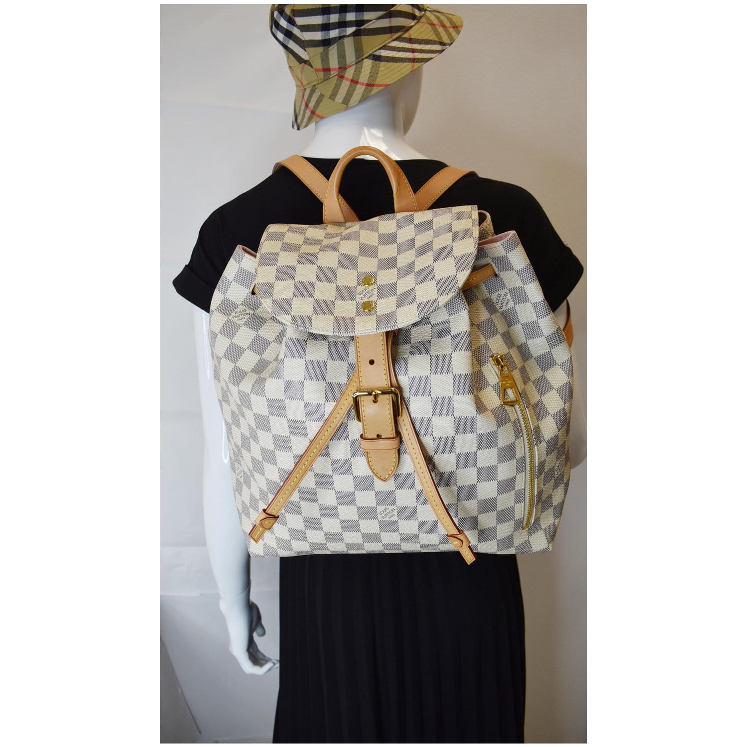 checkered louis vuitton backpack Louis Vuitton Sperone Damier Azur Backpack Bag White