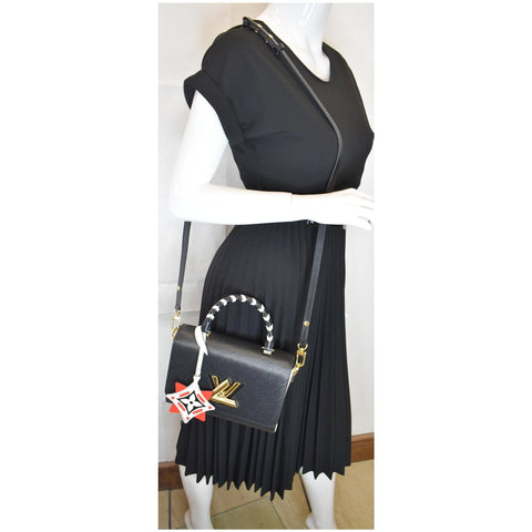 LOUIS VUITTON LV Crafty Twist MM Grained Epi Shoulder Bag Black