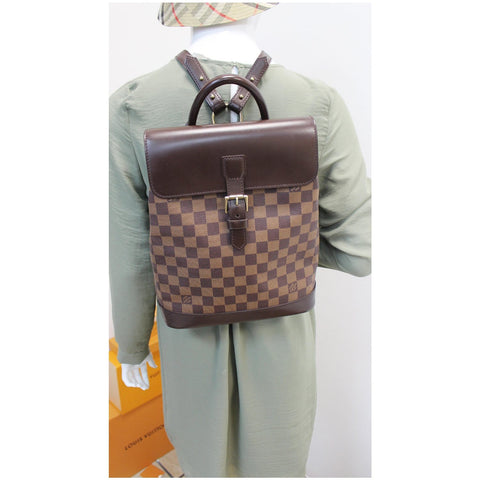 Louis Vuitton Soho Damier Ebene Backpack Bag Brown full view