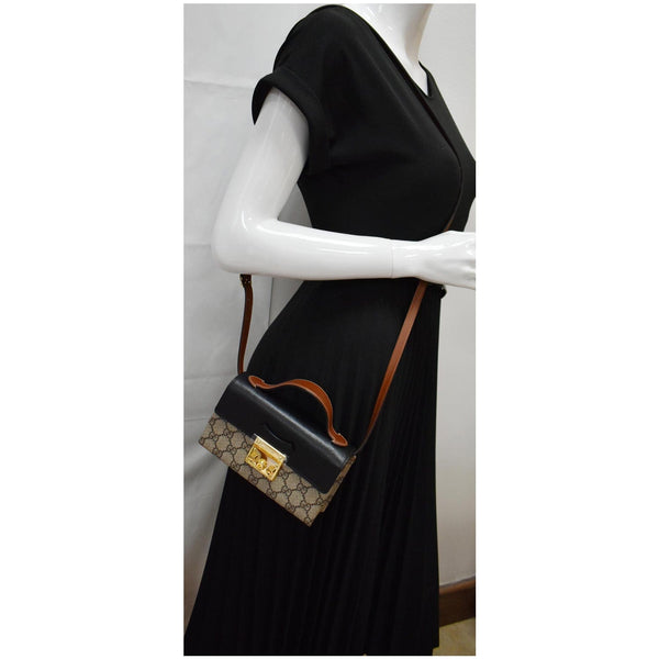 GUCCI Padlock Mini GG Supreme Canvas Top Handle Crossbody Bag Beige 652683- 20% OFF