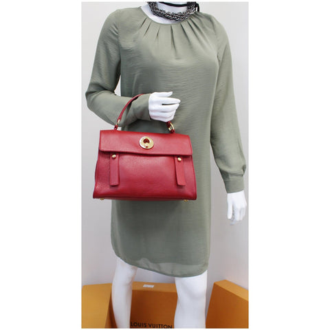 YVES SAINT LAURENT Muse Two Medium Calfskin Satchel Shoulder Bag Red