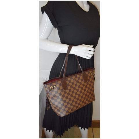 LOUIS VUITTON Neverfull PM Damier Ebene Shoulder Bag Brown
