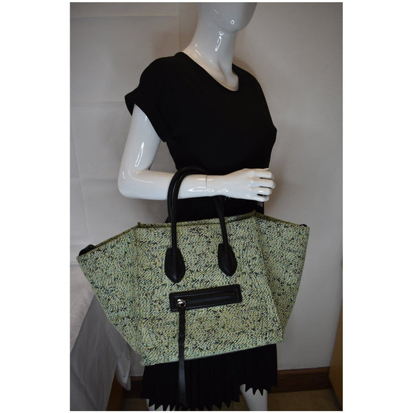 CELINE Phantom Luggage Fuzzy Jacquard Leather Tote Bag Mint