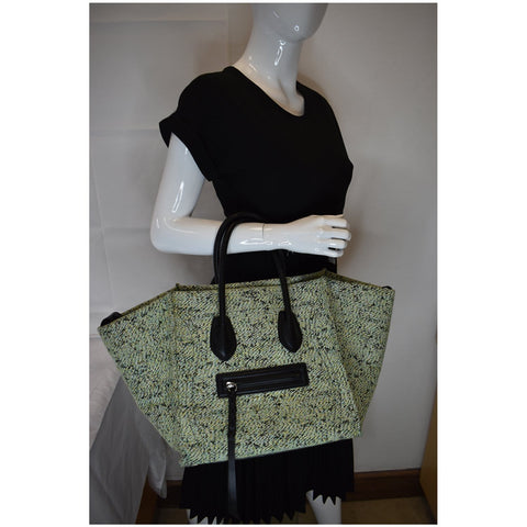 CELINE Phantom Luggage Fuzzy Jacquard Leather Tote Bag Mint