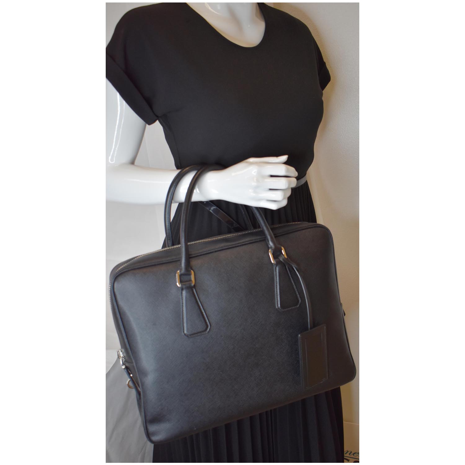 PRADA Saffiano Leather Briefcase Bag Black
