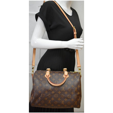 LOUIS VUITTON Speedy 30 Bandouliere Monogram Canvas Shoulder Bag Brown
