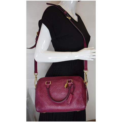 LOUIS VUITTON Speedy 25 Bandouliere Empreinte Leather Shoulder Bag Purple
