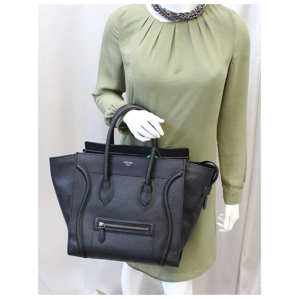 Celine Mini Luggage Black Leather Tote Bag For Women