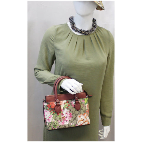 Gucci Satchel Bag GG Supreme Blooms Small Raisin for women