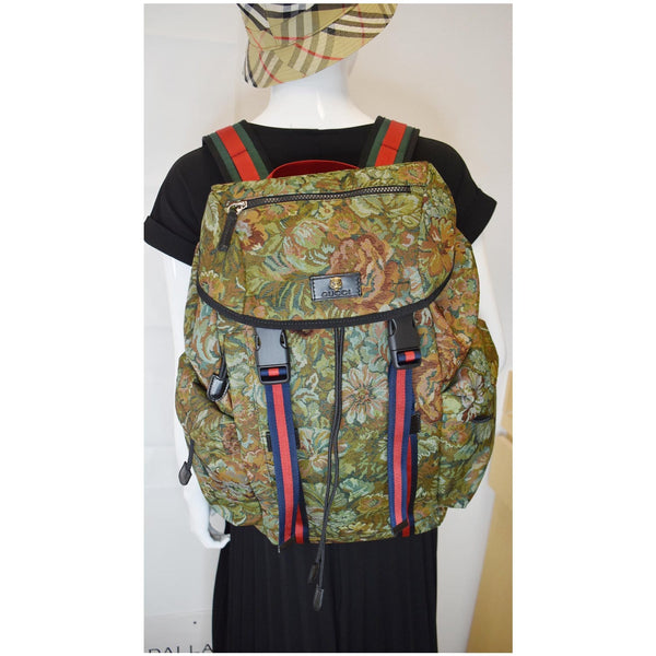 Gucci Floral Brocade Leather Backpack Bag for women
