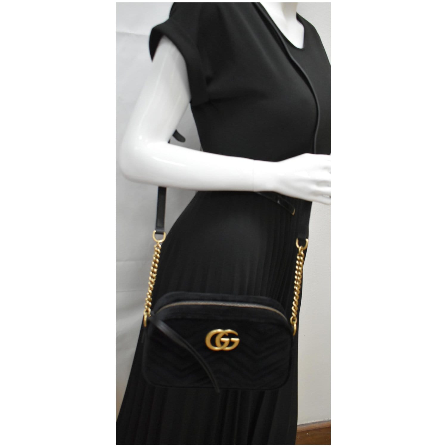 Preloved Vintage Chanel 24 Karat Plated Black Lambskin Medium Double Flap Matelasse Chain Shoulder Bag 0203850 040823 - Off Earth Day