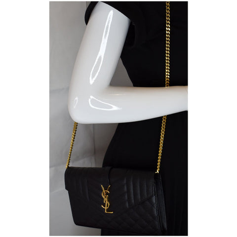 YVES SAINT LAURENT Envelope Small Leather Shoulder Bag Black