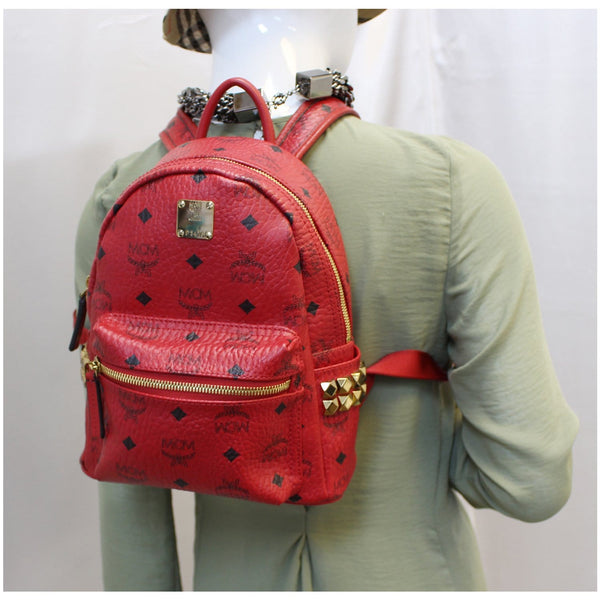 MCM Mini Stark Side Stud Backpack Bag Red for women 