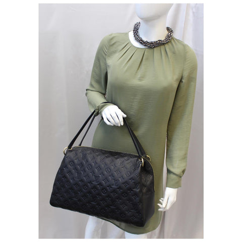 LOUIS VUITTON Ponthieu MM Monogram Empreinte Leather Shoulder Bag Black