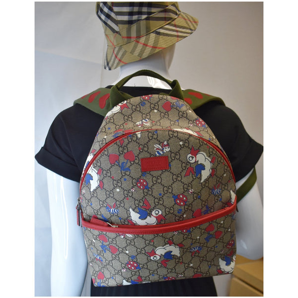 GUCCI Children's Duck Printed GG Coated Canvas Backpack Biege