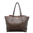 GUCCI Swing Pebbled Calfskin Leather Tote Bag Taupe 354397