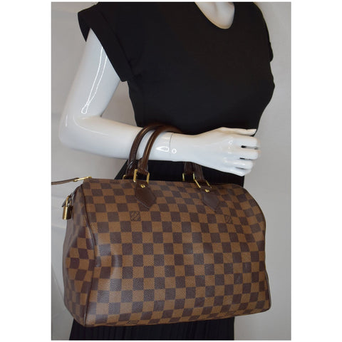 LOUIS VUITTON Speedy 30 Damier Ebene Satchel Handbag Brown