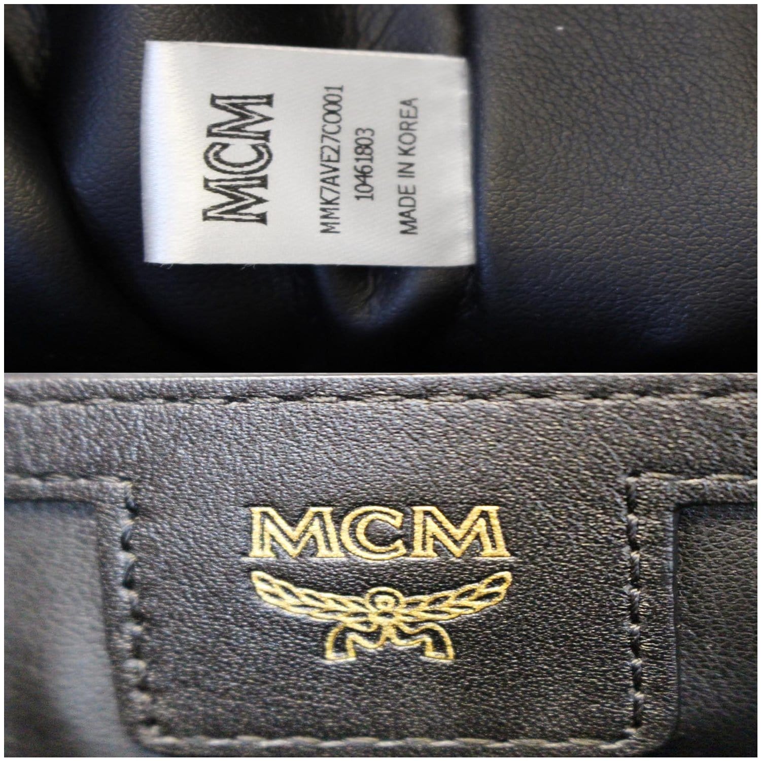 MCM Visetos Medium Stark Logo Stripe Backpack Cognac Red EUC Near Mint