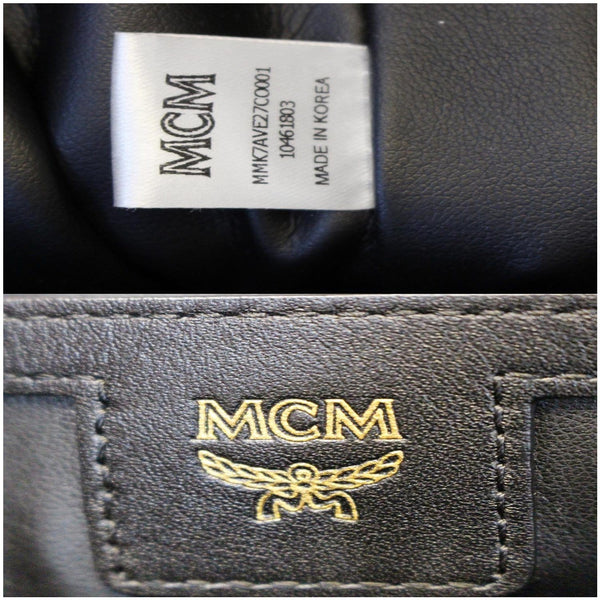 MCM Visetos Medium Stark Logo Stripe Backpack Cognac Red