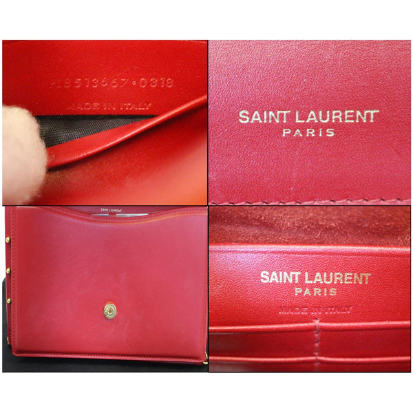YVES SAINT LAURENT Zoe Lambskin Leather Shoulder Bag Red
