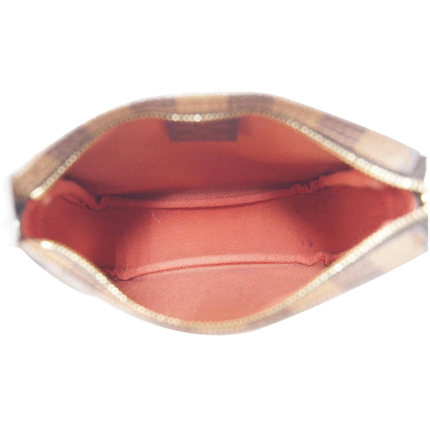 Louis Vuitton - LV - Damier Ebene Pouch Medium Wristlet Clutch Red Interior