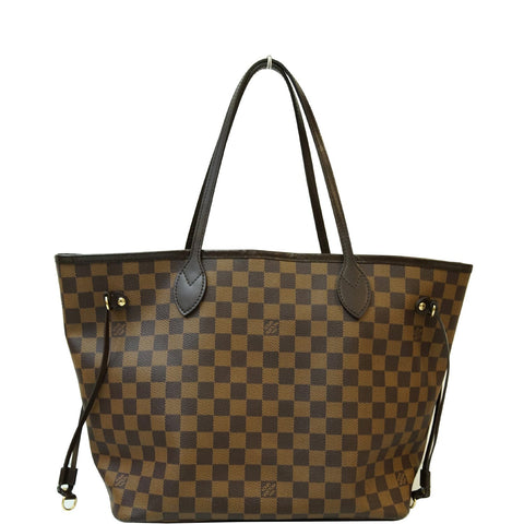 LOUIS VUITTON Neverfull MM Damier Ebene Tote Shoulder Bag Brown
