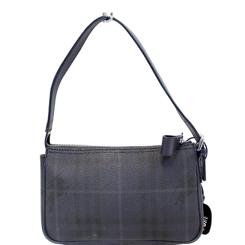 BURBERRY Coated Pochette Blue Canvas Clutch