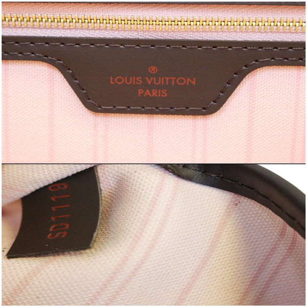 Louis Vuitton Neverfull MM Damier Ebene Tote Bag - lv logo
