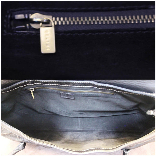 Celine Buckle Leather Satchel Bag Black - Inside View