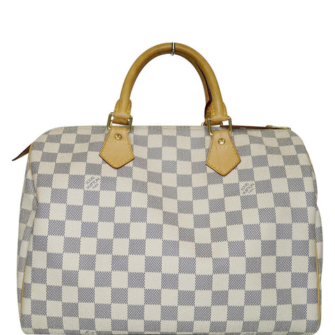 LOUIS VUITTON Speedy 30 Damier Azur Satchel Bag White