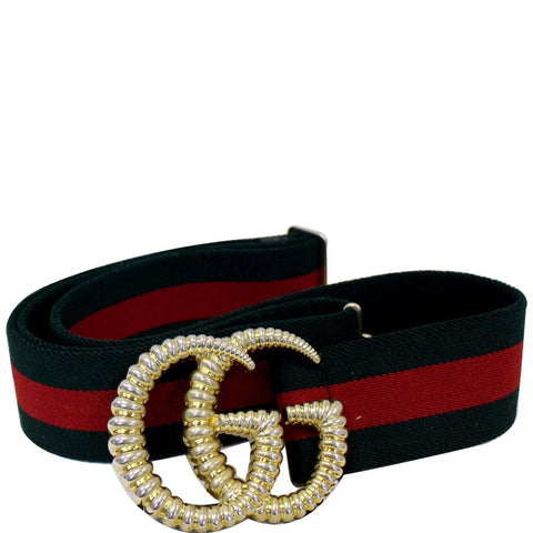 GUCCI Web Elastic with Torchon Double G Buckle Belt 524101