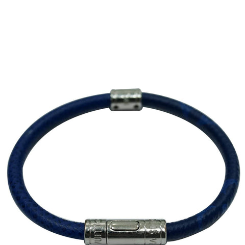 LOUIS VUITTON Keep It Taiga Leather Bracelet Blue