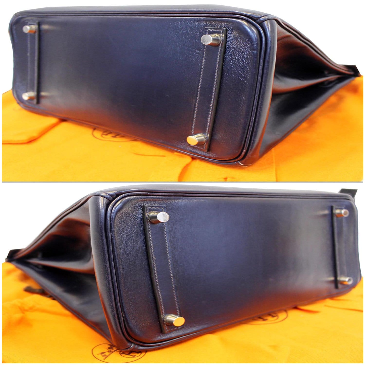 Birkin 40 leather handbag Hermès Navy in Leather - 29452799