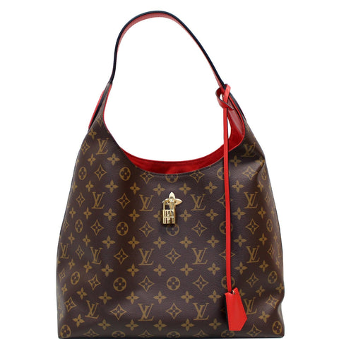 LOUIS VUITTON Flower Hobo Monogram Canvas Shoulder Hobo Bag Brown