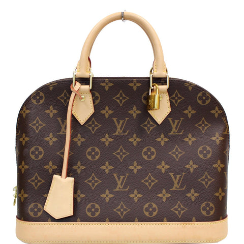LOUIS VUITTON Alma PM Monogram Canvas Satchel Bag Brown