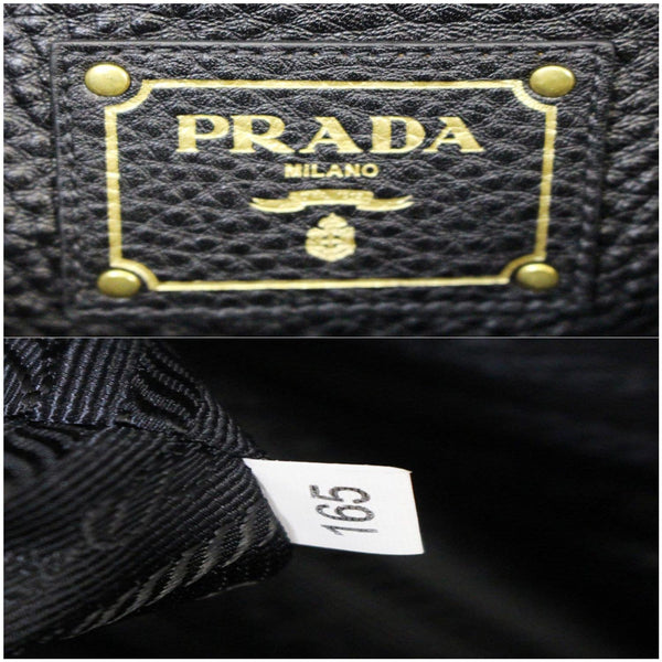 PRADA Vitello Daino Leather Shopping Tote Bag Black