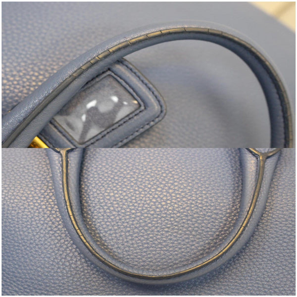 PRADA Vitello Phenix Leather Tote Bag Blue