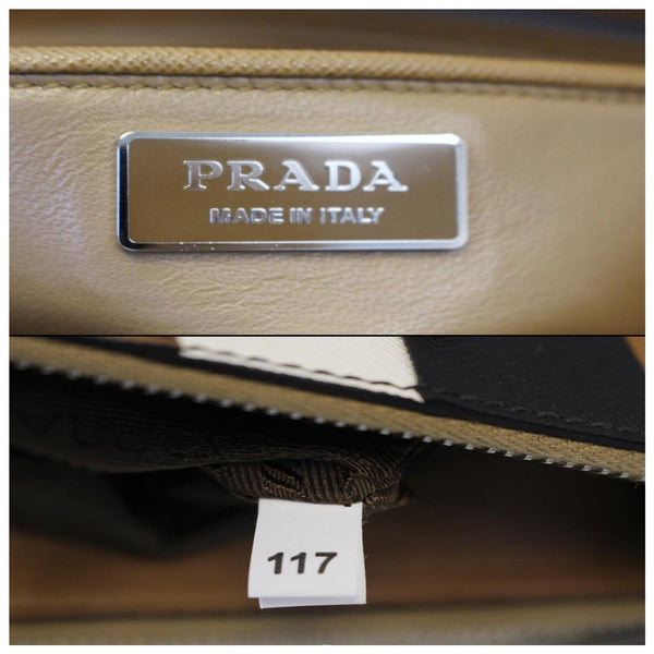 PRADA Galleria Baiadera Leather Tote Bag - inside Prada Logo