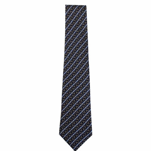 HERMES Men's Silk Neck Tie Navy