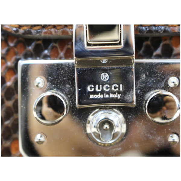 Gucci Lady Lock Python Small Top Leather Handle Handbag - lock button