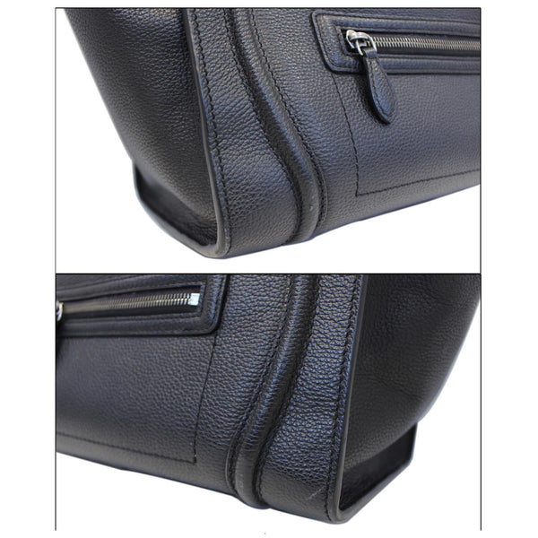 Celine Mini Luggage Black Leather Tote Bag - zip