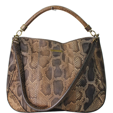 BURBERRY Large Python Leather Tote Shoulder Bag Brown