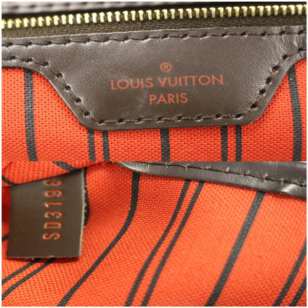 Louis Vuitton Neverfull MM Damier Ebene Tote Bag - lv logo 