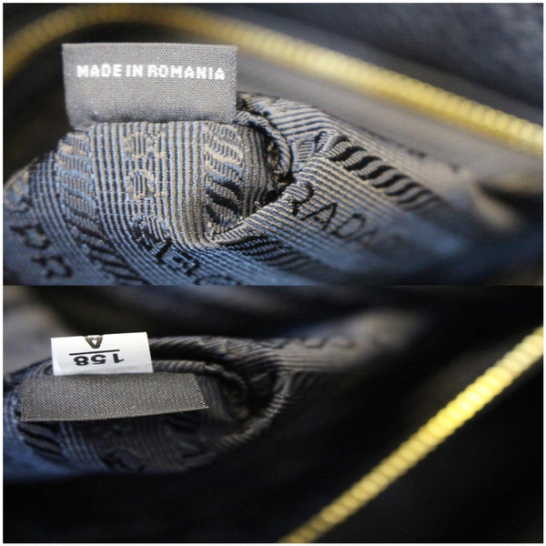 PRADA Daino Medium Leather Tote Shoulder Bag Black